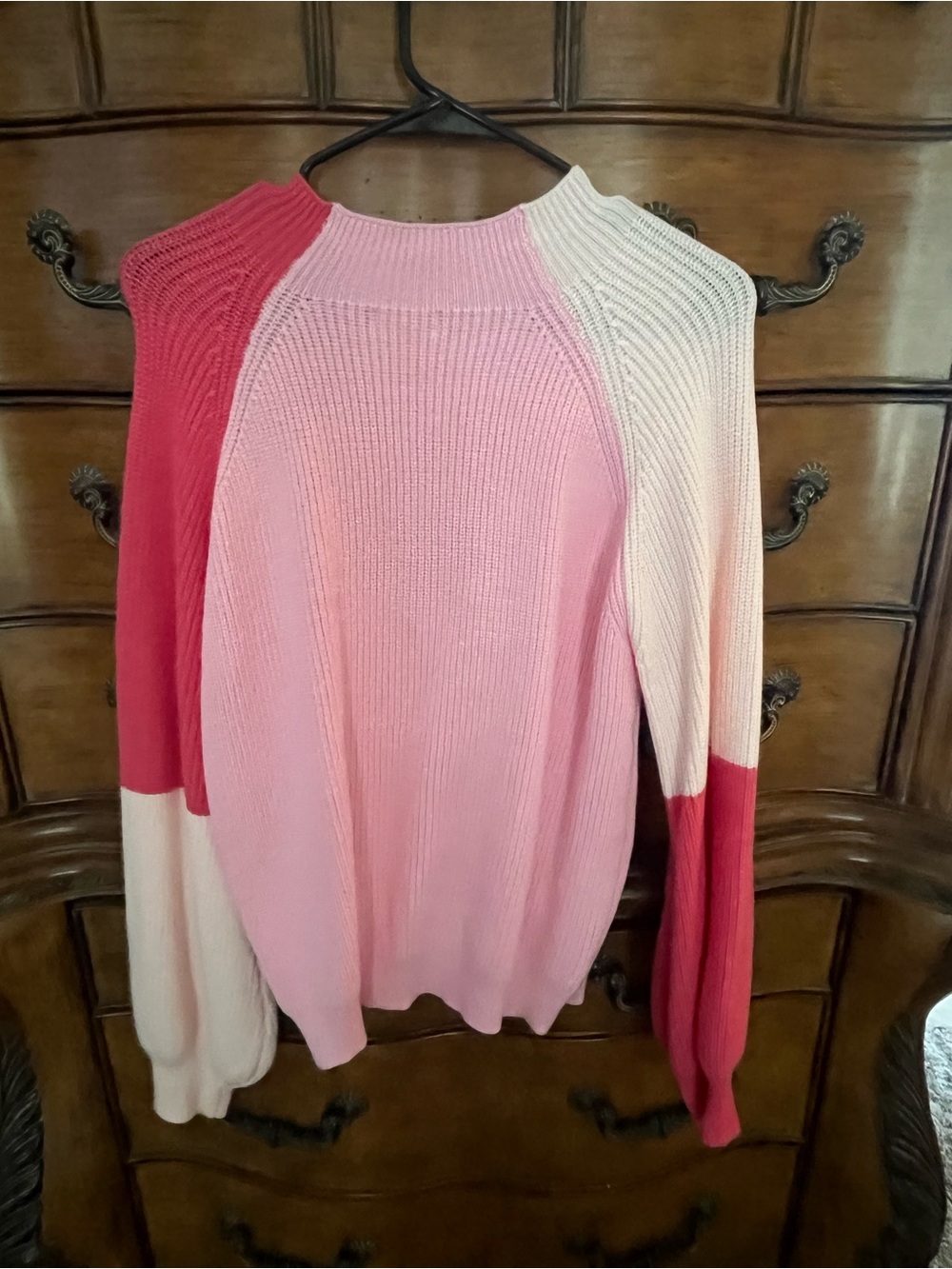 Pink Lily Pink & Cream Colorblock Crewneck Sweater